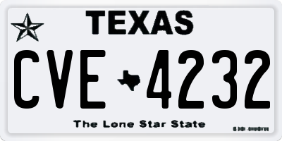 TX license plate CVE4232