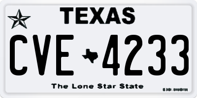 TX license plate CVE4233