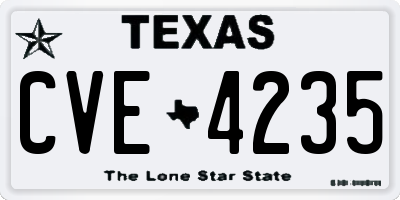 TX license plate CVE4235