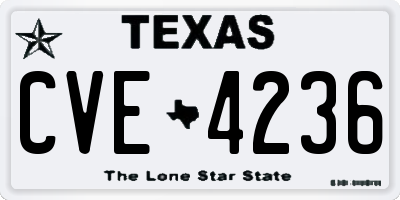 TX license plate CVE4236