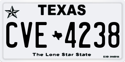 TX license plate CVE4238