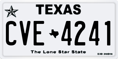 TX license plate CVE4241