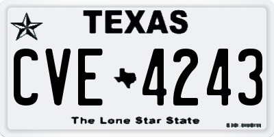TX license plate CVE4243
