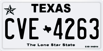 TX license plate CVE4263