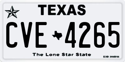 TX license plate CVE4265