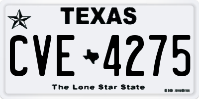 TX license plate CVE4275