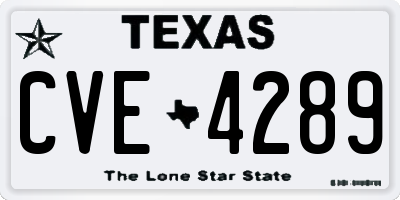 TX license plate CVE4289