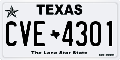 TX license plate CVE4301