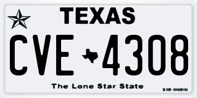 TX license plate CVE4308