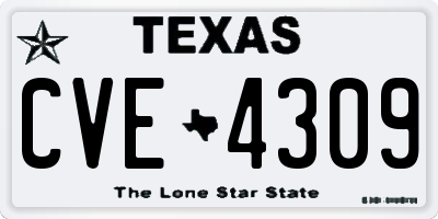 TX license plate CVE4309