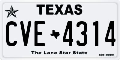 TX license plate CVE4314
