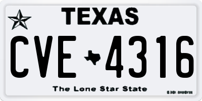 TX license plate CVE4316