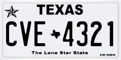 TX license plate CVE4321