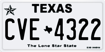 TX license plate CVE4322
