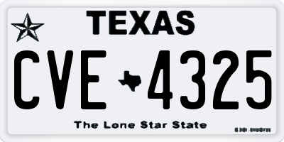 TX license plate CVE4325