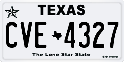 TX license plate CVE4327