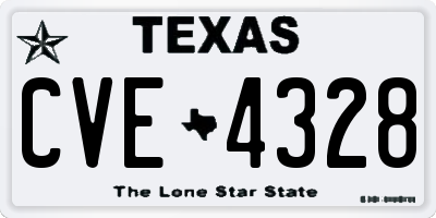 TX license plate CVE4328