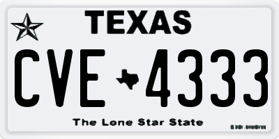 TX license plate CVE4333
