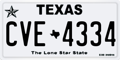 TX license plate CVE4334