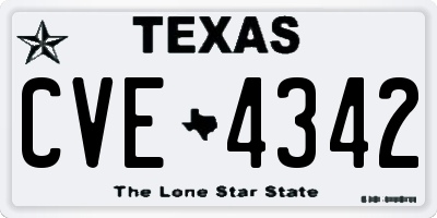 TX license plate CVE4342