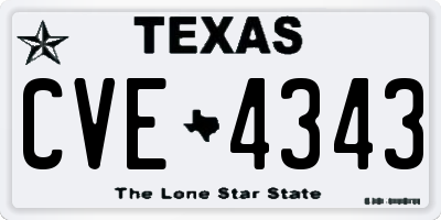 TX license plate CVE4343