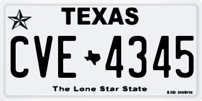 TX license plate CVE4345