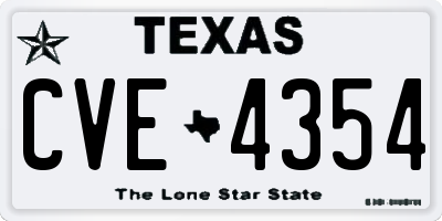TX license plate CVE4354