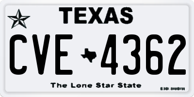 TX license plate CVE4362