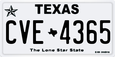 TX license plate CVE4365