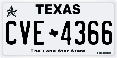 TX license plate CVE4366