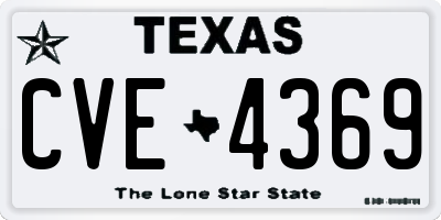 TX license plate CVE4369