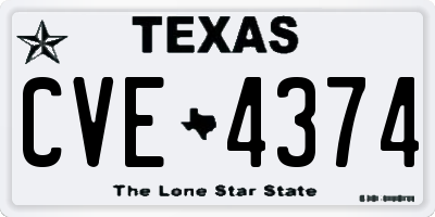 TX license plate CVE4374
