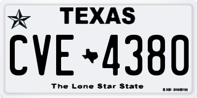 TX license plate CVE4380