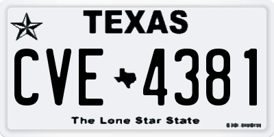 TX license plate CVE4381