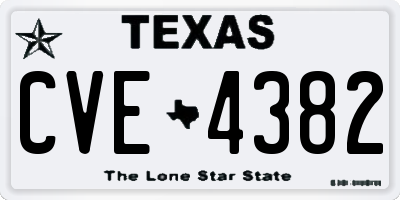 TX license plate CVE4382