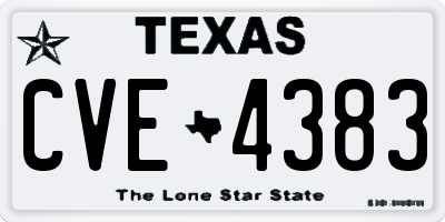 TX license plate CVE4383