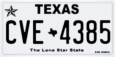 TX license plate CVE4385