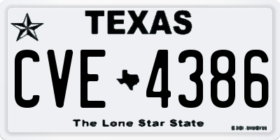 TX license plate CVE4386