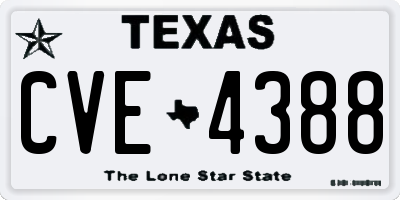 TX license plate CVE4388