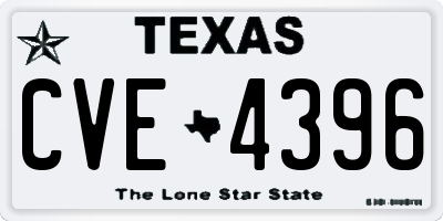 TX license plate CVE4396