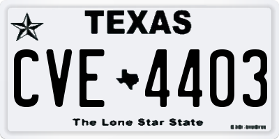 TX license plate CVE4403