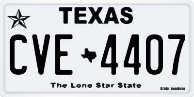 TX license plate CVE4407