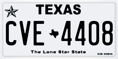 TX license plate CVE4408