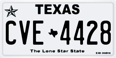 TX license plate CVE4428