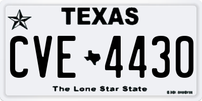 TX license plate CVE4430