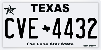 TX license plate CVE4432