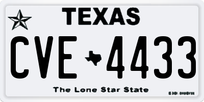 TX license plate CVE4433