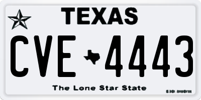 TX license plate CVE4443