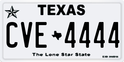 TX license plate CVE4444