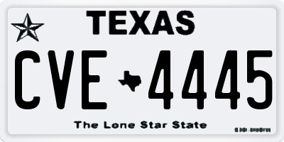 TX license plate CVE4445